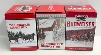 Holiday Budweiser Stein Lot 7: 16, 17, 18 (BRAND NEW)
