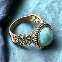 Beautiful Filigree Turquoise And Silver Ring