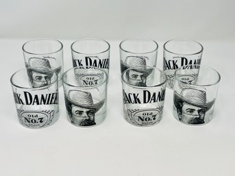 Jack Daniels Old No.7 Embossed Bottom, Black Logo Rocks/ Old Fashioned Glasses- Set Of 8