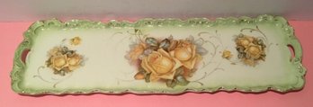 Antique Hand Painted Stunning Rectangular Vanity Porcelain Tray