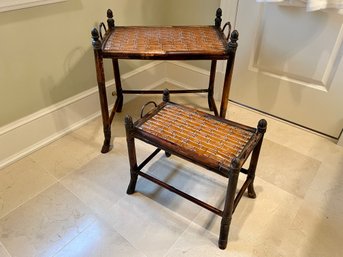 Two Bamboo Form Nesting Decorative Benches