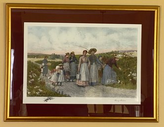 Large Framed Print 'Berry Pickers'