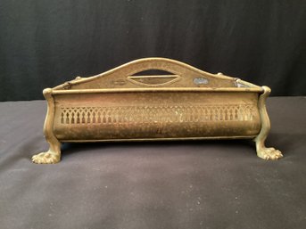 Vintage Brass Divided Carrier With Lions Paw Feet