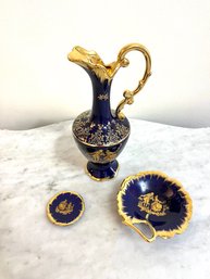 Cobalt Blue And Gold Limoges Porcelain Collector Set