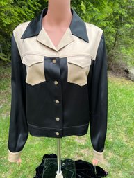 Chanel Black/beige Two Toned Silk Jacket Size 40