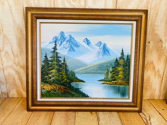 Pretty Framed Scenic Painting Signed LARRY