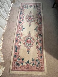 100% Wool, Savonnerie Rug, 2' X 5'11' Runner