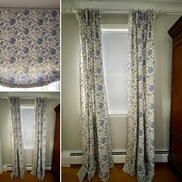 Custom Draperies With Four Panels With Matching Roman Shade & Rods