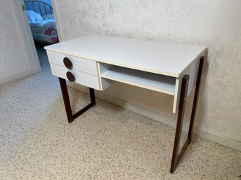 A Pretty Wood & White Laminate Two Drawer Desk