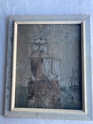 Nautical Ship Tapestry Framed With Museum Backing - Unknown Origin