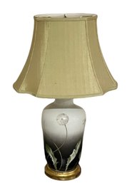 Ceramic Floral Lamp With Silk Shade #1