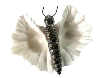 Silverplate Hammered Natural Seashell Butterfly