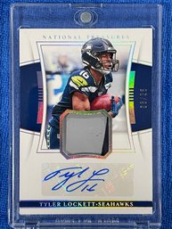 2019 Panini National Treasures Tyler Lockett Patch Auto Card #MS-TL Numbered 6/25