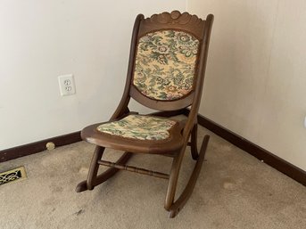 Small Folding Rocking Chair With Needle Point Seat