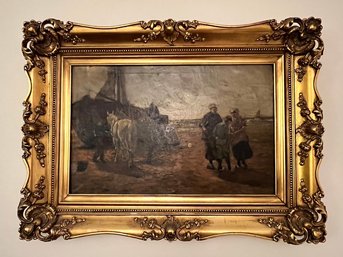 Oil On Canvas, Signed J.M.Robinson, 1921, Gilt Frame, Lovely Addition To Anyone's Home