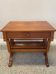 Sweet Hekman Country Style Side Table With Cylinder Bottom Storage Area