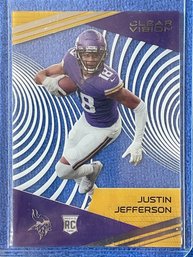 2020 Panini Chronicles Clear Vision Justin Jefferson Rookie Card #CV-11