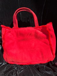 Authentic Chanel Red Suede Handbag