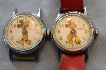 Two Vintage Ingersoll Mickey Mouse Childrens Watches