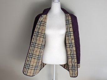 Burberry Quilted Jacket - Rich Plum Colored Size Large