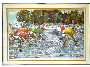 James Carlin (1906-2005) Signed In Pencil Artist Proof Print Of A Bicycle Race.