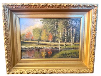 Antique Oil On Canvas By D. A. Fisher (1867 - 1940) Featuring A Landscape Scene, Nicely Framed (B-4)