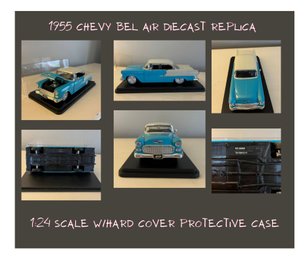 1955 Chevy Bel Air Diecast Replica 1:24 Scale And Protective Hardcover Case