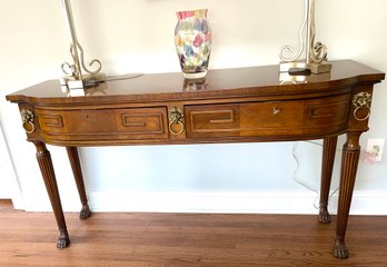 Henredon Natchez Vintage Mahogany Console Table With Crossbanded Top