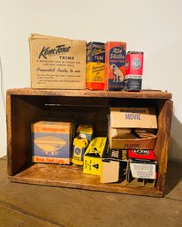 Vintage Radio Tubes And Lights With Wood Box