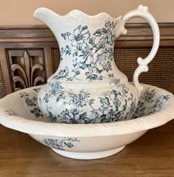 A Victorian - Colonial Pottery - Stoke England - Pitcher And Wash Basin - F.Winkle & Co. - Nancy