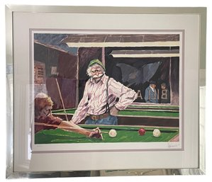 Listed Artist Aldo Luongo (NY/Argentina 1941-) Serigraph 'Billiards At Cafe Palermo' 1984 40' X 34' (AC4)