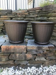 Pair Of SUNCAST Willow Decorative Planters