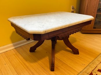 Vintage Marble Top Wood Table