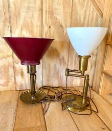 Pair Of Vintage Brass Lamps- Not Tested