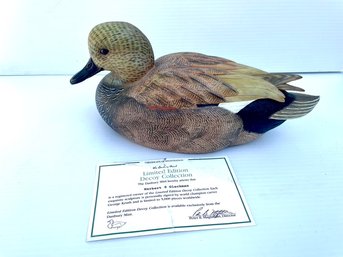 Danbury Mint George Kruth Signed Wood Duck Decoy  Collectors Hand Carved Decoy Duck