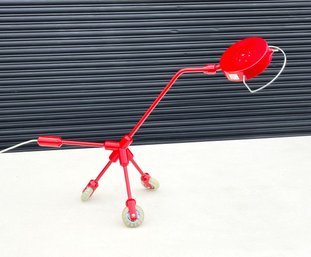 Vintage IKEA Kila Red Dog Rolling Table Lamp By Harry Allen