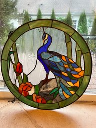 Round Peacock Stained Glass