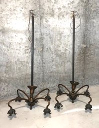 Two Antique Masonic Temple Ceiling Mounted  Fixtures