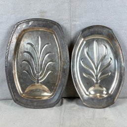 Two Antique Silver Plate Well And Tree Platters