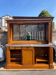 Bar Server Liquor Cabinet Lighted Hutch With Mirror