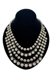 Crome Metal And Rhinestone Necklace