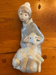 Lladro Porcelain Figurine Boy With Lamb Made In Spain  6'