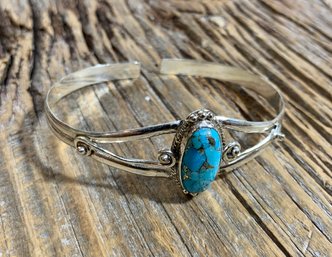 Sterling Silver Blue Copper Turquoise Cuff Bracelet