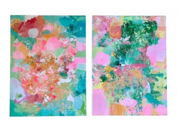 Neon Jungle Pair Abstract Paintings On Canvas