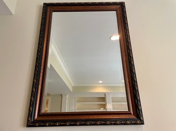 Beveled Wall Mirror With Copper & Black Stylized Frame