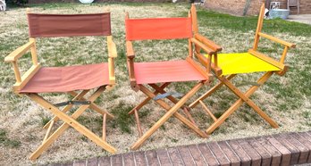 3-TELESCOPE FOLDING WOOD DIRECTORS CHAIRS