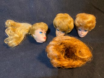 Very Rare Barbie Wig And 3 Barbie Heads