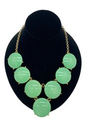 Metal And Gold Dust Green Acrylic Cab Bib Necklace