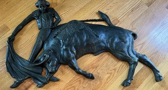 Large Matador & Bull Black Wall Plaque By Dart Industries