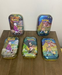 5 Pokemon Collectible Tins-empty-stickers Only Inside